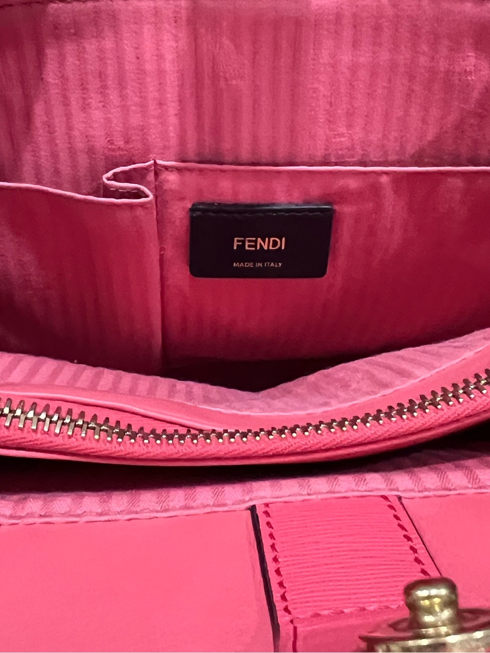 Fendi 2Jours Tote Satchel Bag Womens Medium Flamingo Pink w/ Shoulder Strap Tag - Picture 12 of 13